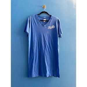 Vintage 90s Pepsi-Cola V-neck Blue Sleep Shirt Logo Print Women's Medium-Large